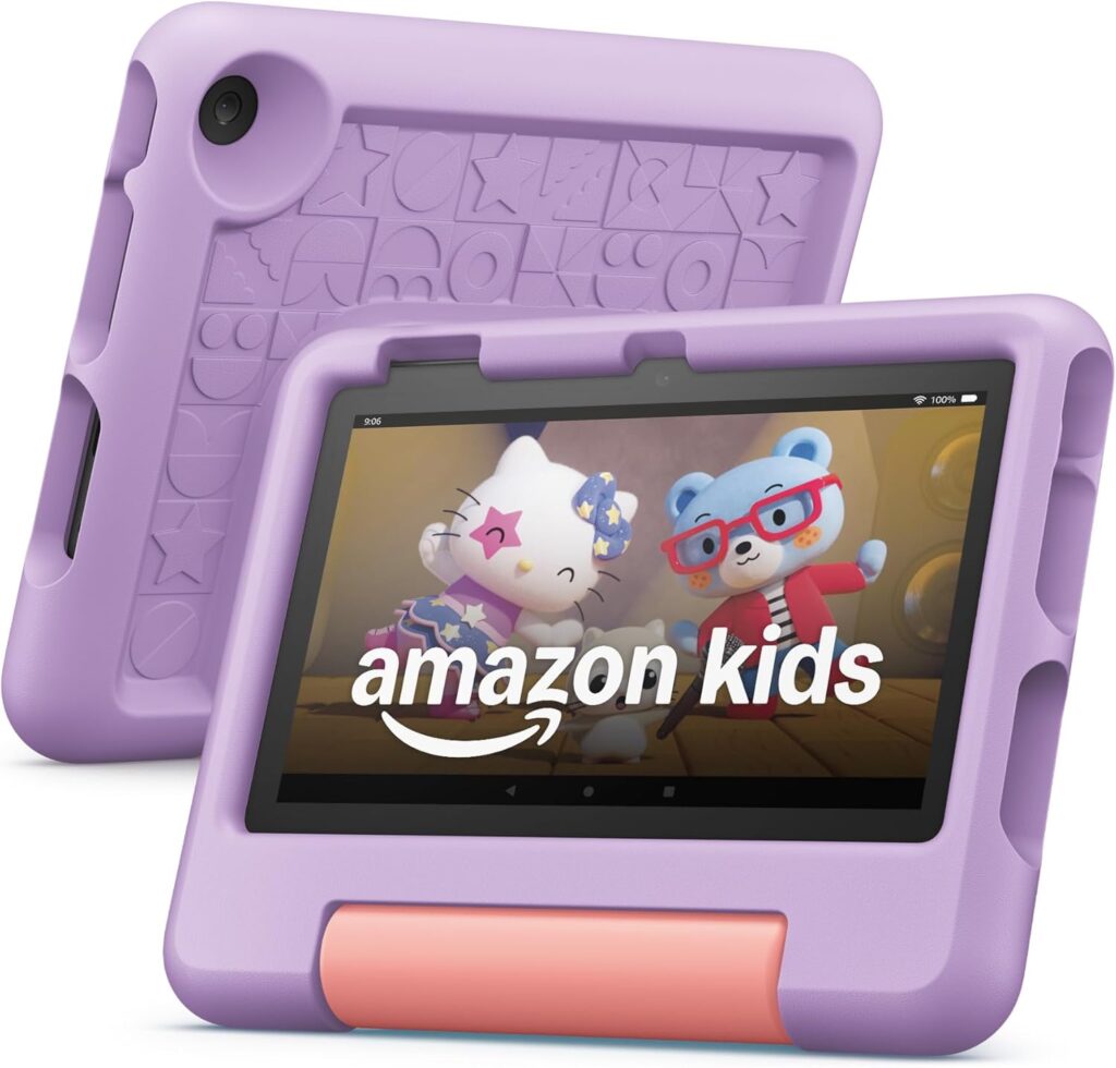 Amazon Fire 7 Kids tablet (newest model) ages 3-7. Top-selling 7" kids tablet on Amazon. Includes ad-free and exclusive content, easy parental controls, 10-hr battery, 16 GB, Purple